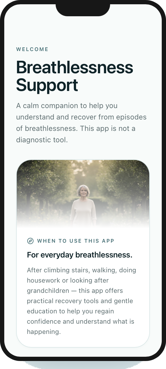 Breathlessness Support app on iPhone